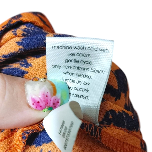 Elizabeth and James Vibrant Orange Purple Graphic Striped Dress Women's Size XXL - Picture 9 of 11